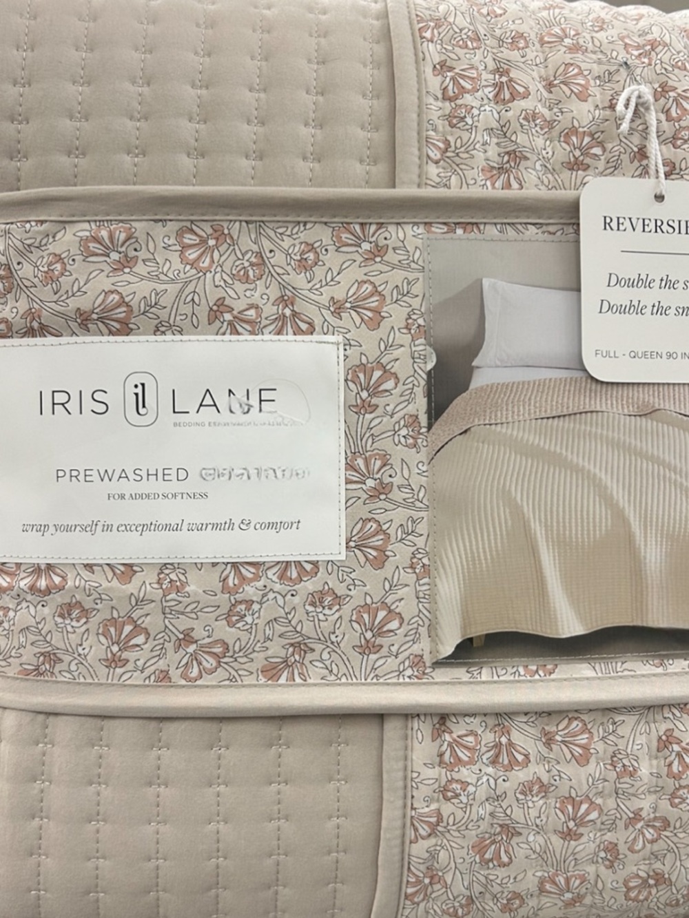 Iris Lane Multicolor Tiam Stone Color Reversible Full/Queen Quilt 90”x90”